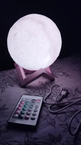 FRAKIN 16 Colors Moon Lamp 12cm - Moon Night Light with Stand- USB Charging - Remote Controlled