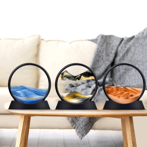 3D Moving Sand Art Picture Round Glass Deep Sea Sandscape Hourglass